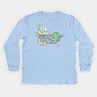 Mermaid in bath Kids Long Sleeve T-Shirt